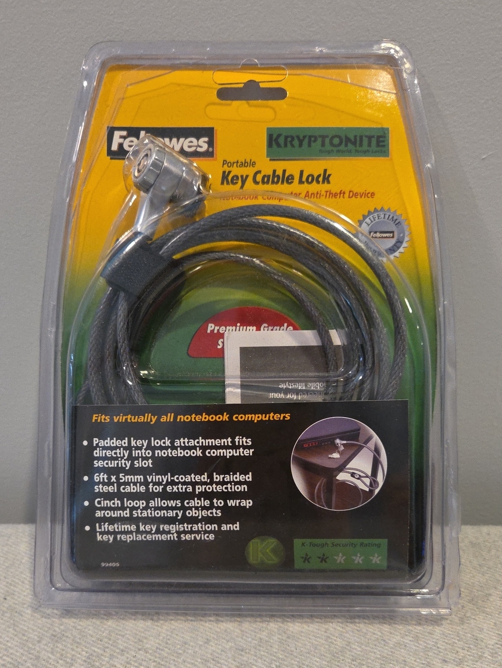 Fellowes Key Cable Lock For Laptop Security